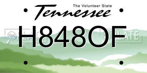H848OF Tennessee License Plate