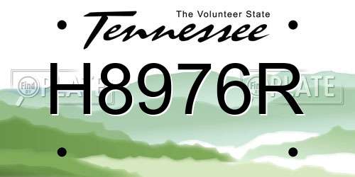 H8976R Tennessee License Plate