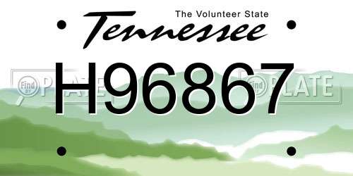 H96867 Tennessee License Plate