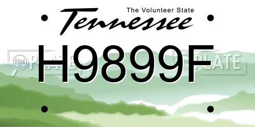 H9899F Tennessee License Plate