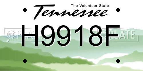 H9918F Tennessee License Plate