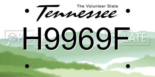H9969F Tennessee License Plate
