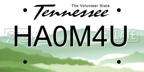 HA0M4U Tennessee License Plate