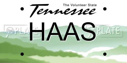 HAAS Tennessee License Plate