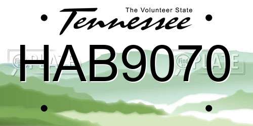 HAB9070 Tennessee License Plate