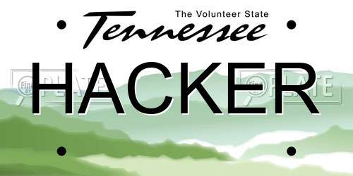 HACKER Tennessee License Plate