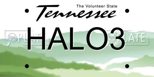 HALO3 Tennessee License Plate
