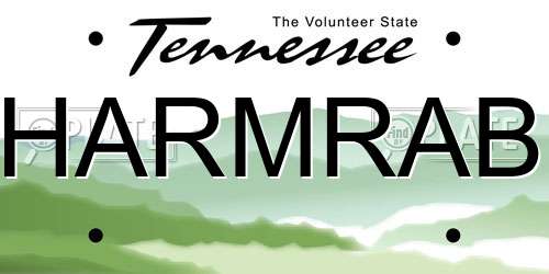 HARMRAB Tennessee License Plate