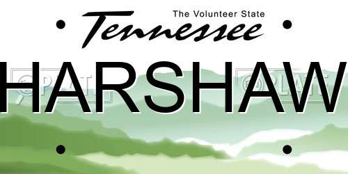 HARSHAW Tennessee License Plate