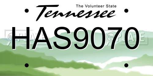 HAS9070 Tennessee License Plate