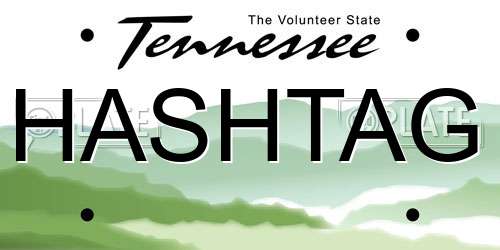 HASHTAG Tennessee License Plate