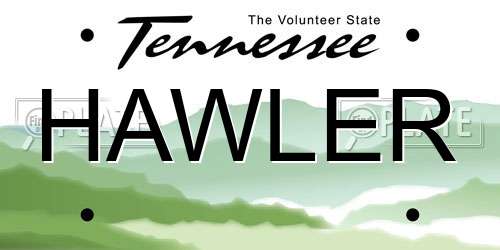HAWLER Tennessee License Plate
