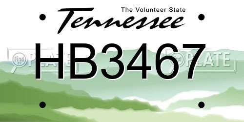 HB3467 Tennessee License Plate