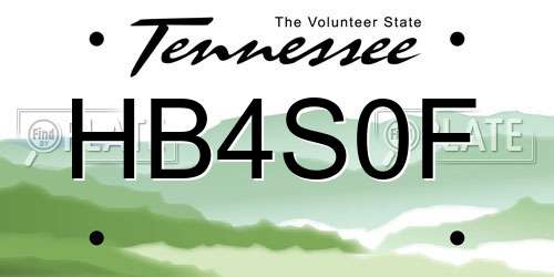 HB4S0F Tennessee License Plate