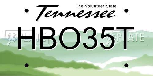 HBO35T Tennessee License Plate