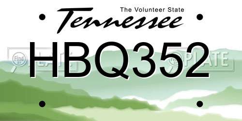 HBQ352 Tennessee License Plate