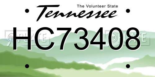 HC73408 Tennessee License Plate