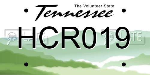 HCR019 Tennessee License Plate