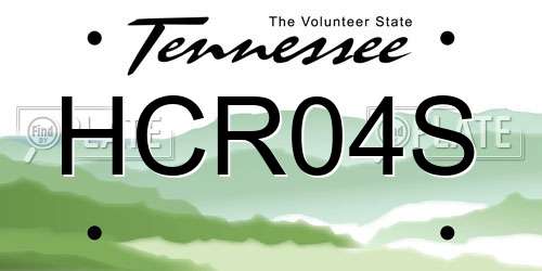 HCR04S Tennessee License Plate