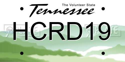 HCRD19 Tennessee License Plate