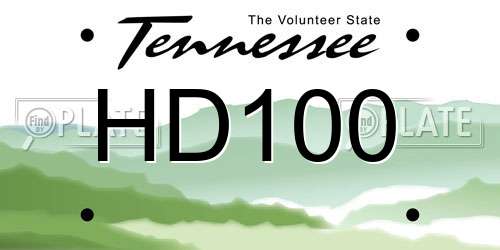 HD100 Tennessee License Plate