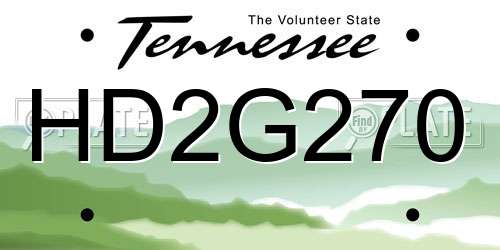 HD2G270 Tennessee License Plate