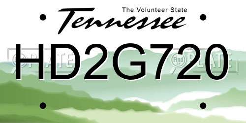 HD2G720 Tennessee License Plate