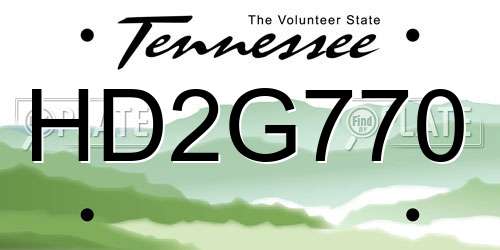 HD2G770 Tennessee License Plate