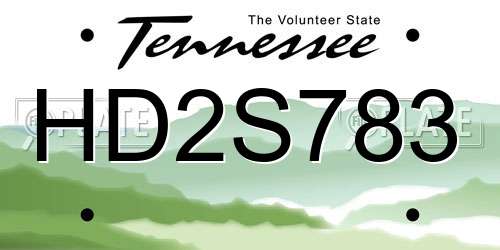 HD2S783 Tennessee License Plate