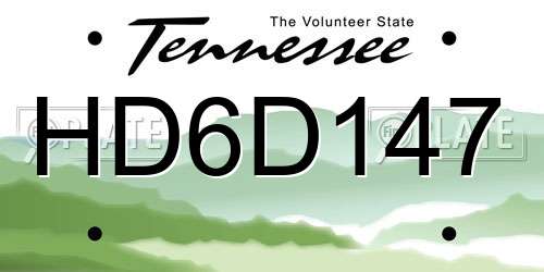 HD6D147 Tennessee License Plate