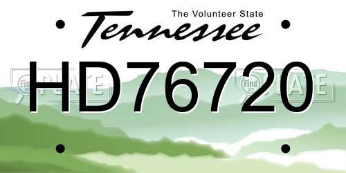 HD76720 Tennessee License Plate