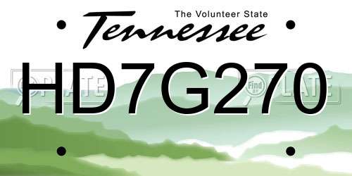 HD7G270 Tennessee License Plate