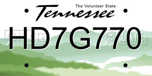 HD7G770 Tennessee License Plate