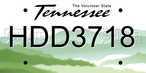 HDD3718 Tennessee License Plate