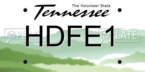 HDFE1 Tennessee License Plate
