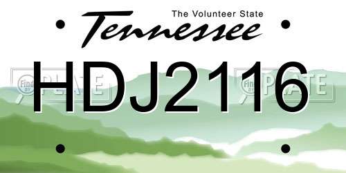 HDJ2116 Tennessee License Plate