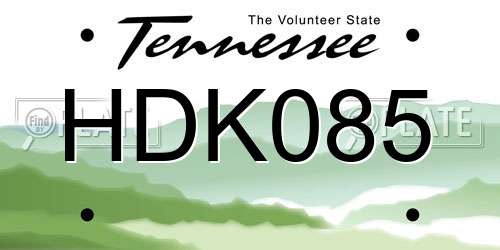 HDK085 Tennessee License Plate