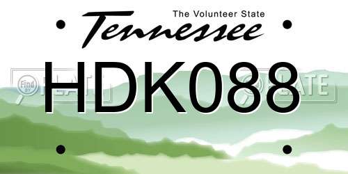 HDK088 Tennessee License Plate
