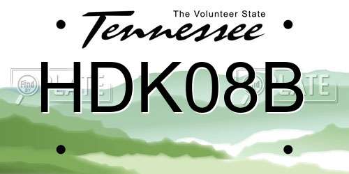 HDK08B Tennessee License Plate