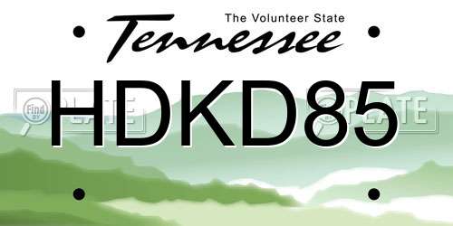 HDKD85 Tennessee License Plate