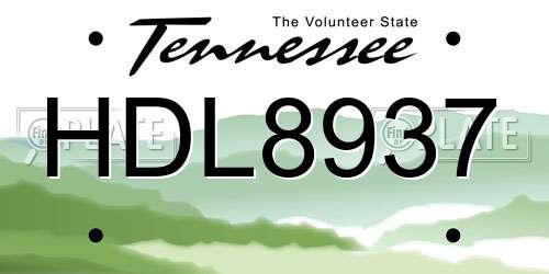 HDL8937 Tennessee License Plate