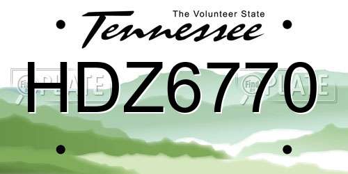 HDZ6770 Tennessee License Plate