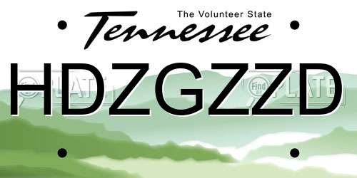 HDZGZZD Tennessee License Plate