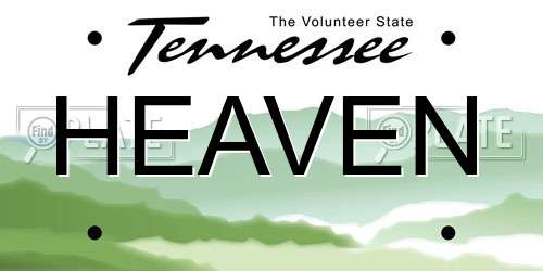 HEAVEN Tennessee License Plate