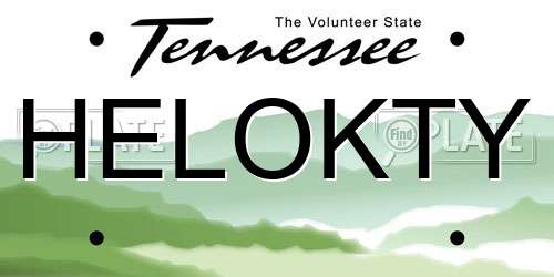 HELOKTY Tennessee License Plate