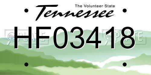 HF03418 Tennessee License Plate