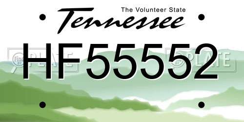 HF55552 Tennessee License Plate
