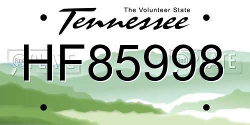 HF85998 Tennessee License Plate