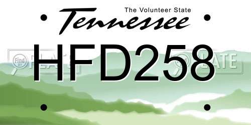 HFD258 Tennessee License Plate