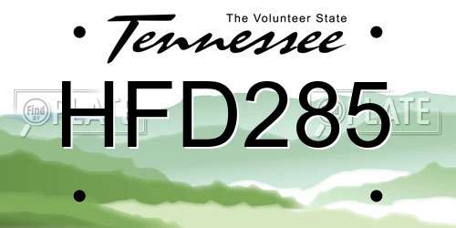 HFD285 Tennessee License Plate